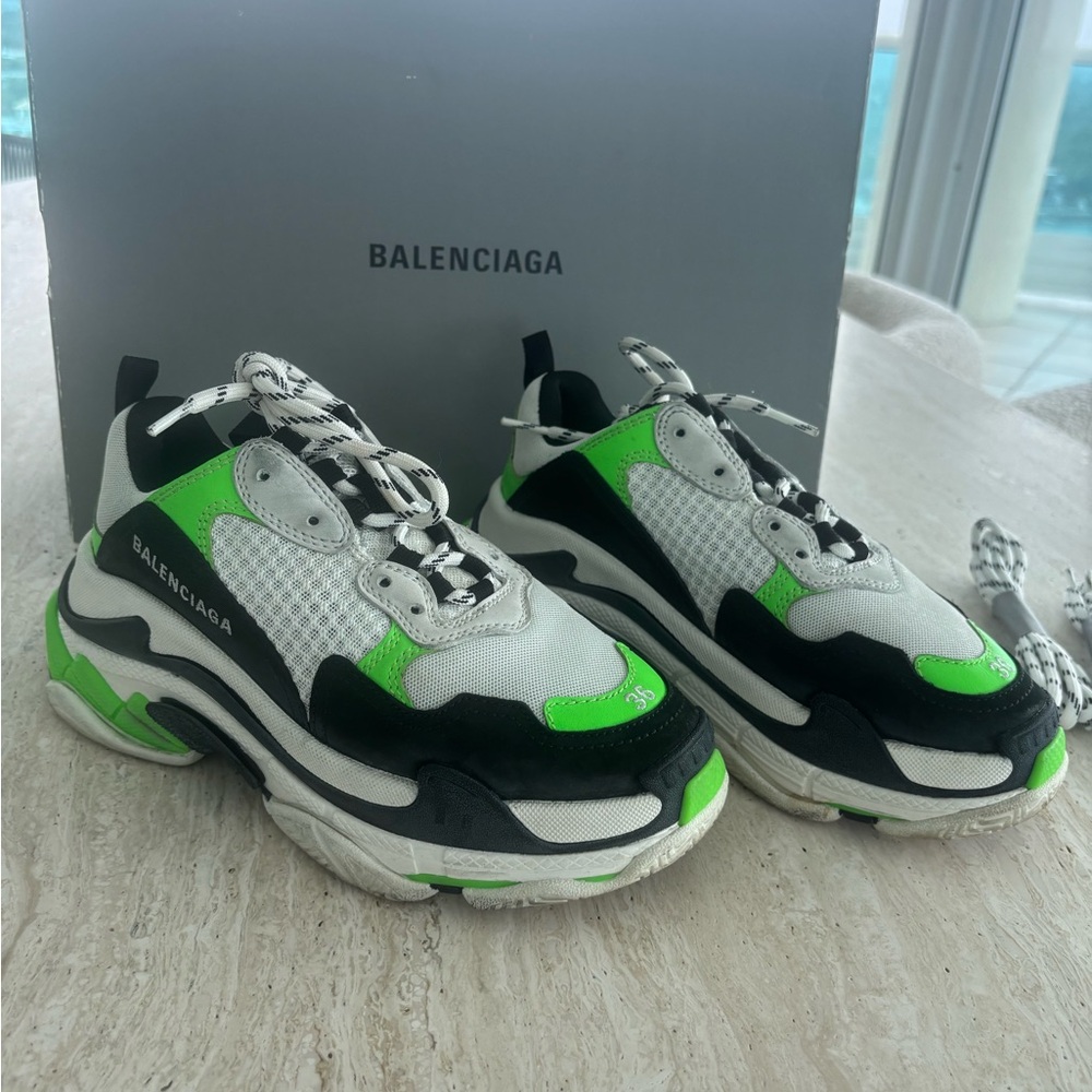 Balenciaga Triple S Sneakers in Green and Black